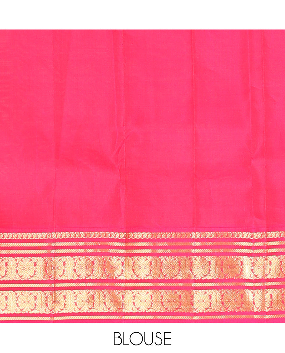 Blue Zari Buttas Vasundhara Lite Silk Mix Saree, a Contrast Adai Woven Border, Contrast Blouse