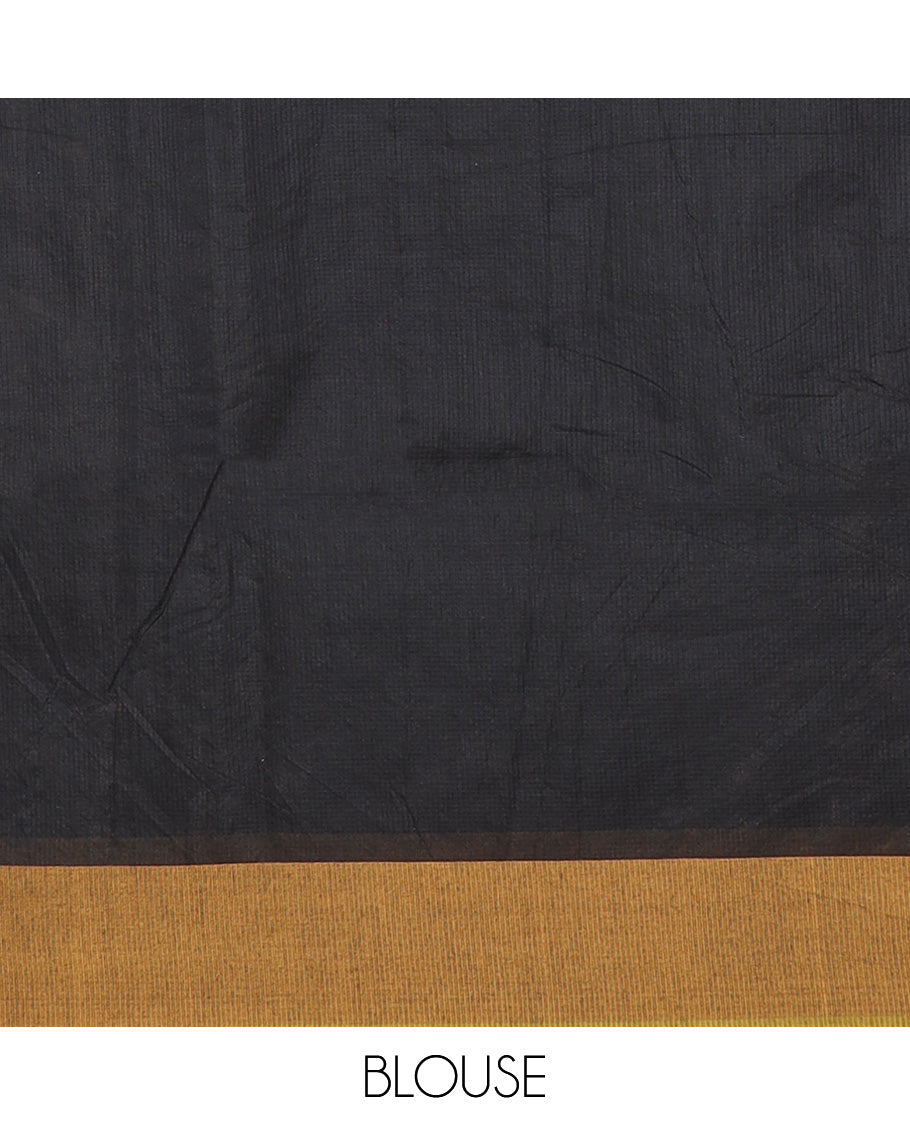 Black with mustard thread weaving banaras kotta weaving saree , contrast metalic gold brown & kottal palian blouse