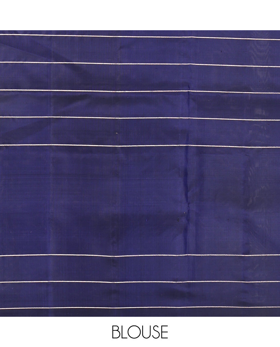 Blue Mayuri Soft Silk Saree, Subtly Enriched with Geometric Patterns in Its Body, Self-Border, Pallu Depicting Checked Design, and Paired with a Matching Blouse