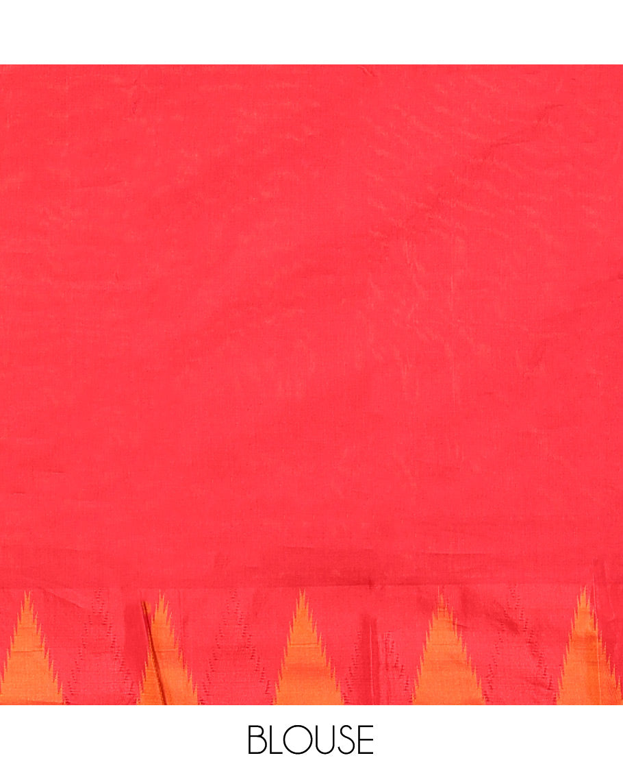 Maroon Plain Bangalore Silk Saree, Complemented by a Contrast Temple Border, Pallu of Stripes, and a Contrast Blouse