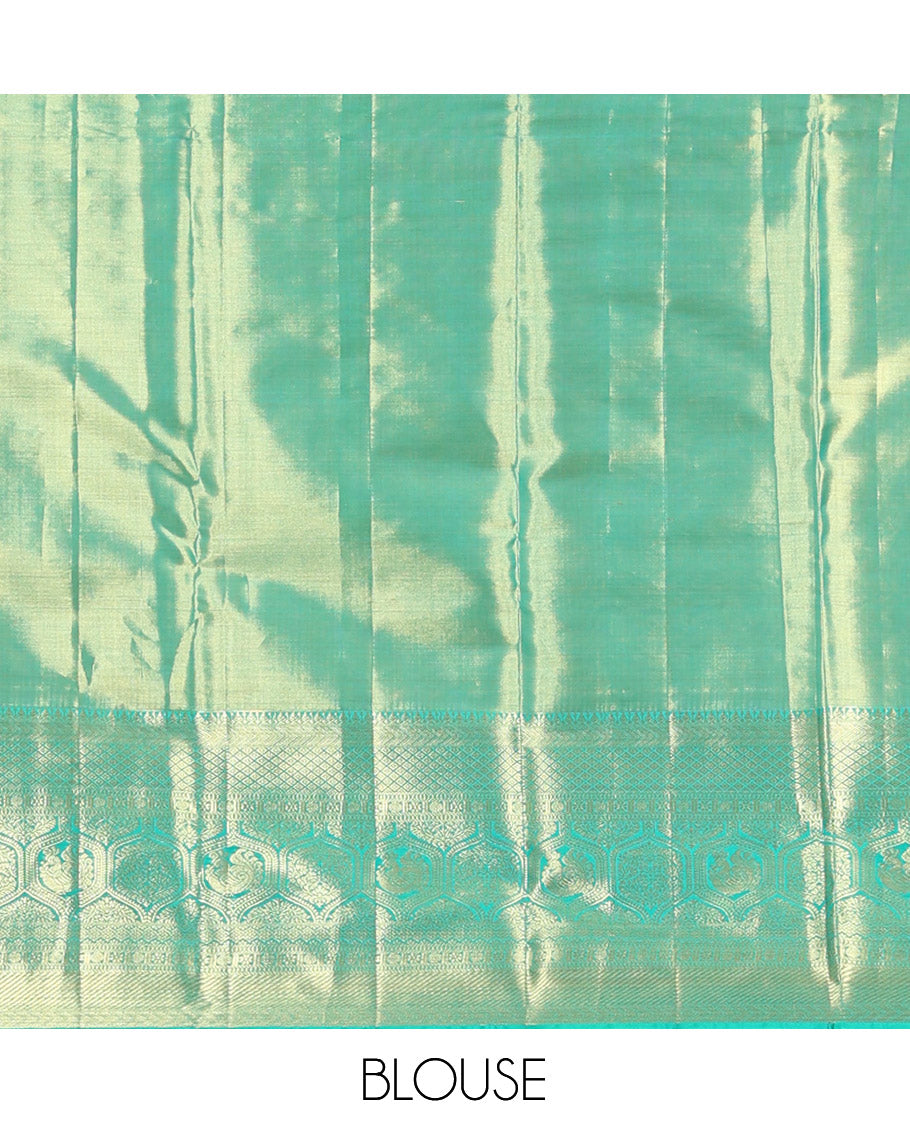 Turquoise Kanchipuram Tissue Silk Saree