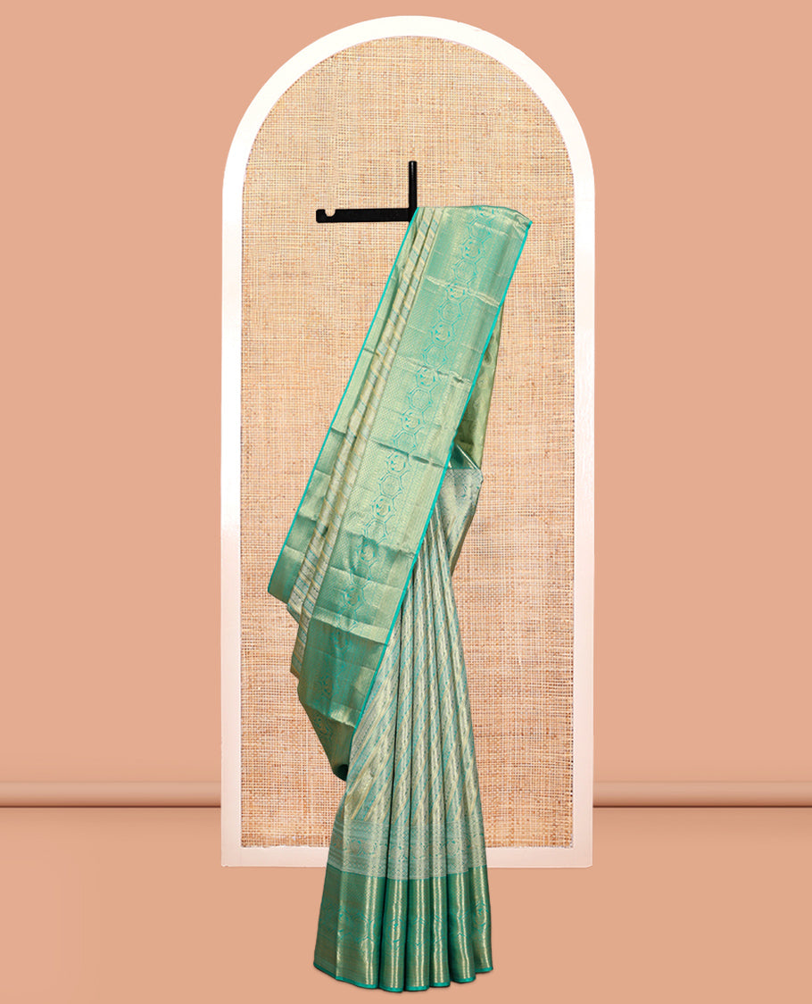 Turquoise Kanchipuram Tissue Silk Saree