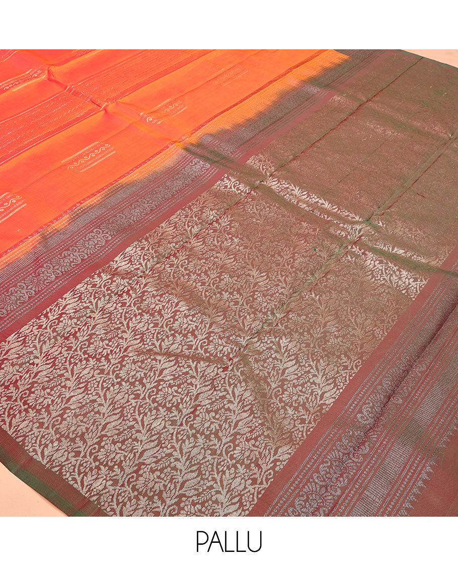 Orange Mayuri Lite Silk Mix Saree