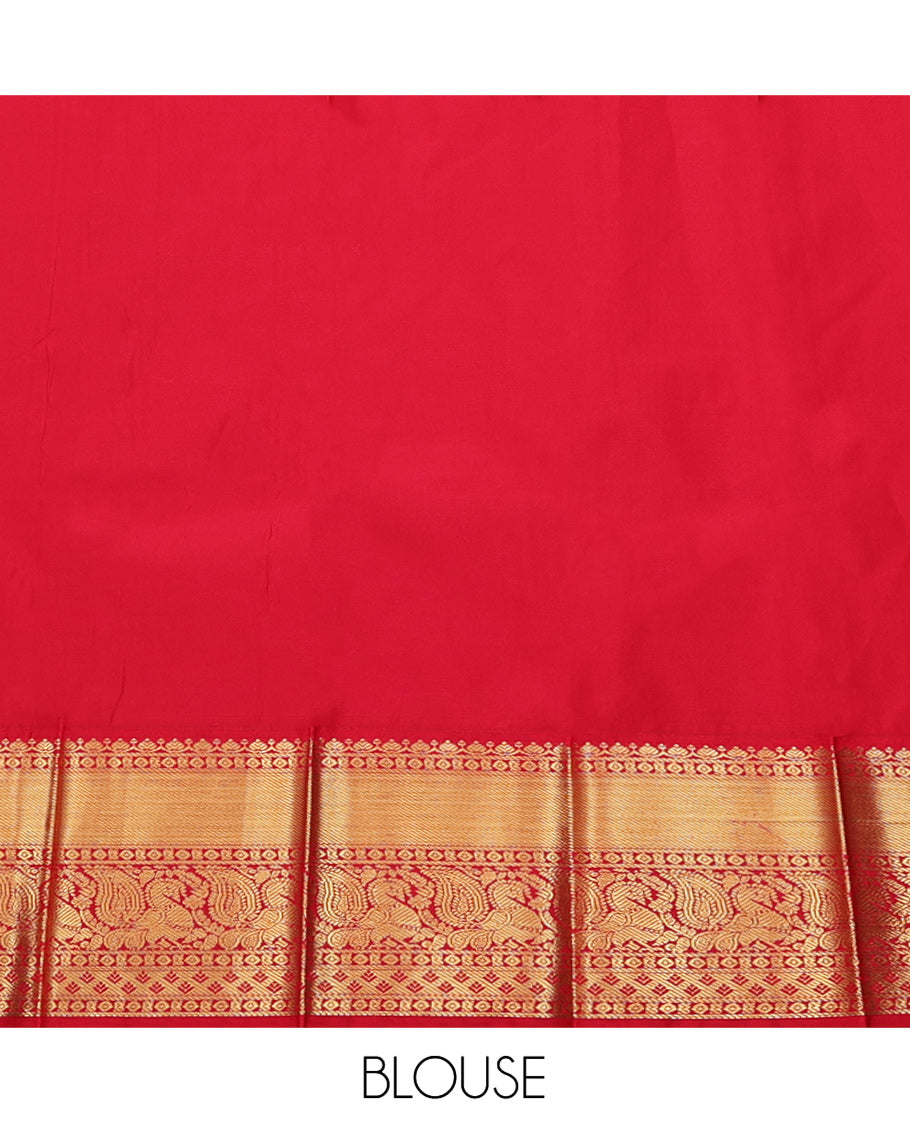Blue Budget Silk Saree, Opulently Embellished with Zari Butta Enclosed Checks on Its Body, Complemented by a Contrast Traditional Zari Design Border, Grand Pallu, and Paired with a Contrast Blouse