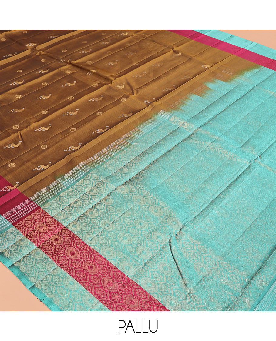 Brown Mayuri Lite Silk Mix Saree