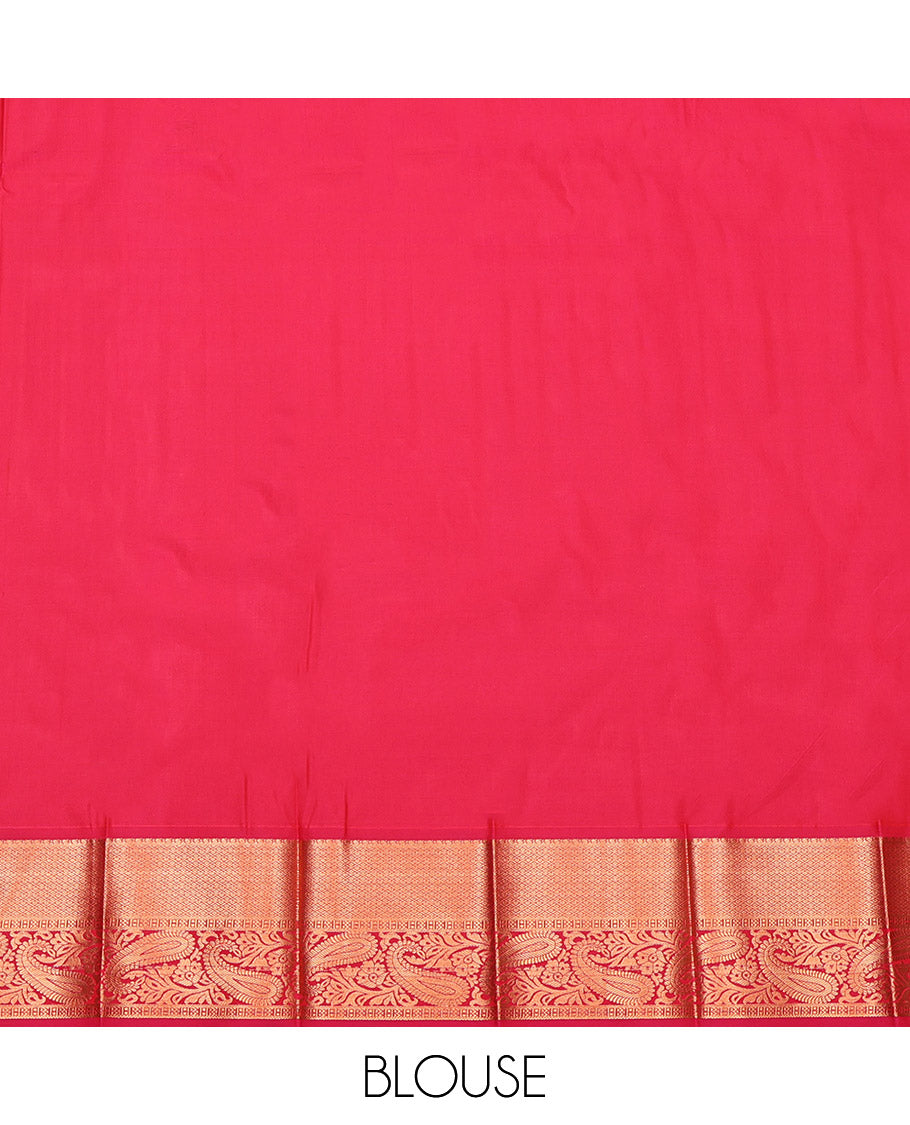Grey Budget Silk Saree, Gracefully Embellished with Jacquard, a Contrast Traditional Zari Border, Jaal Pallu, and a Contrast Blouse