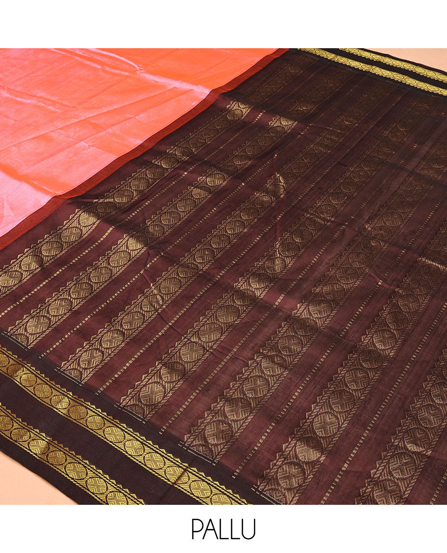 Pink Plain Kuppadam Silk Saree