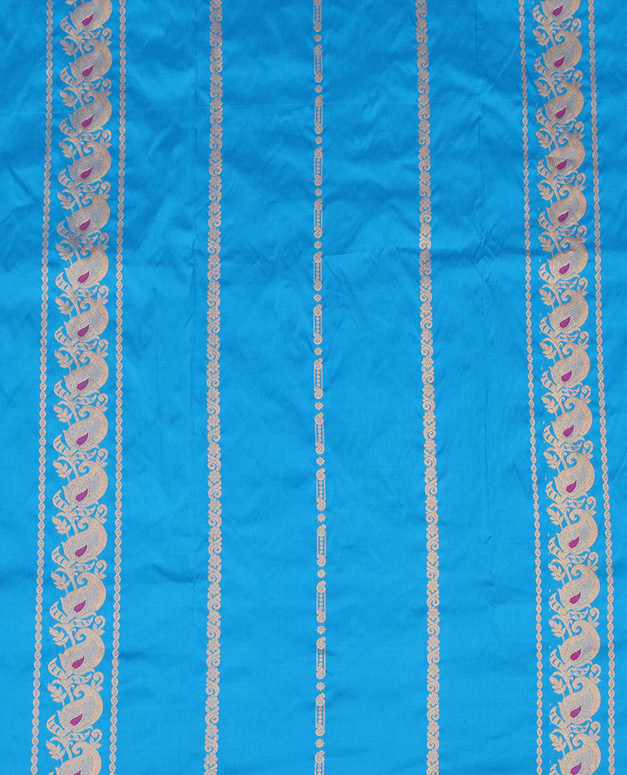 Blue Pure Silk Navarathna Pavadai Material Set
