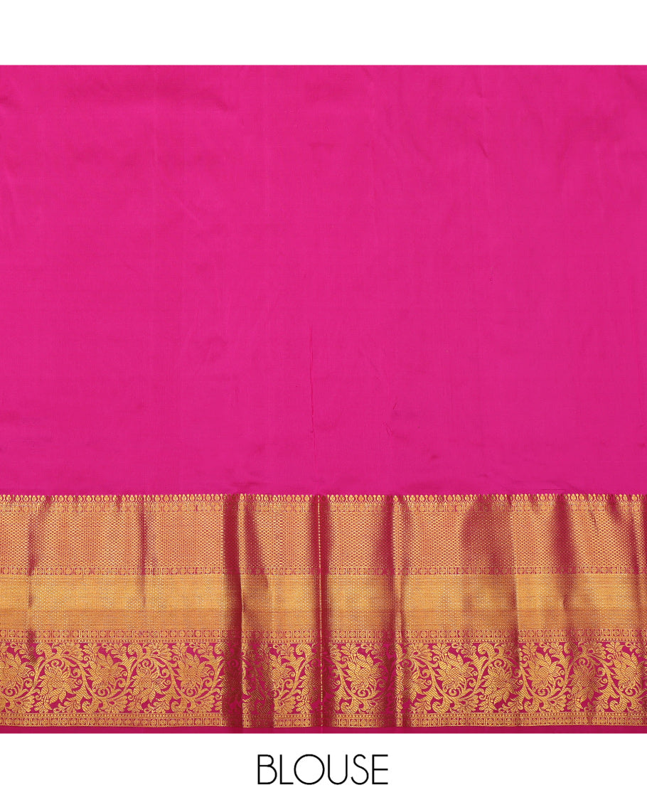 Green Pure Silk Navarathna Pavadai Material Set