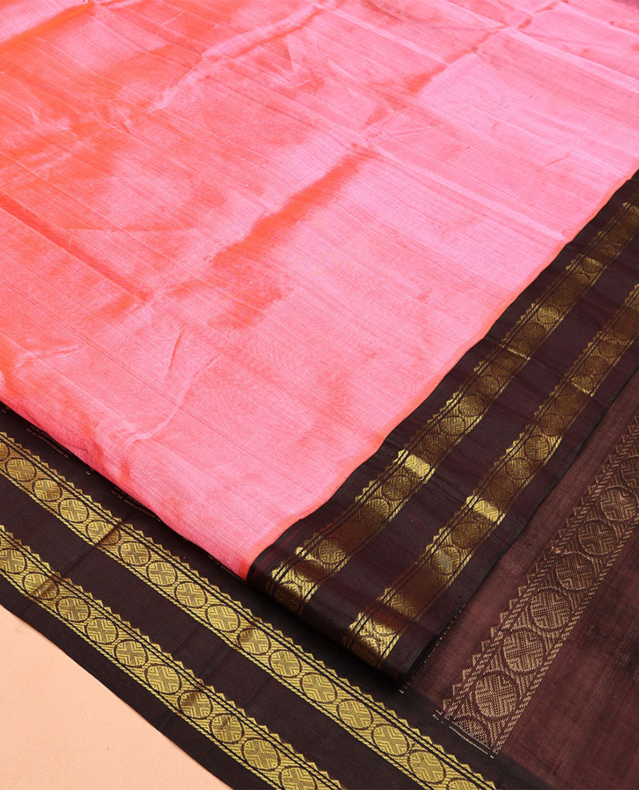 Pink Plain Kuppadam Silk Saree