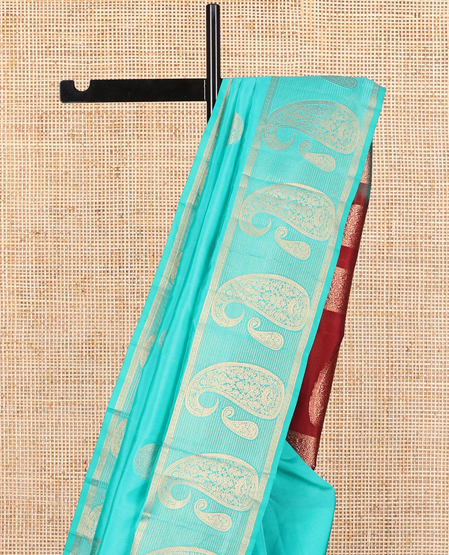 Light blue round buttas vasundhara elite silk saree with self intricate zari design border & floral design pallu