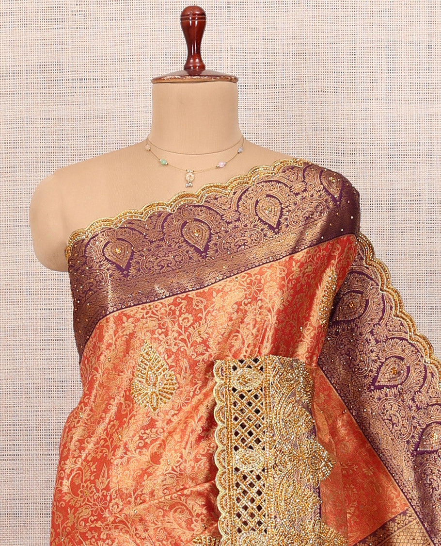 Rust Mysore Silk Saree