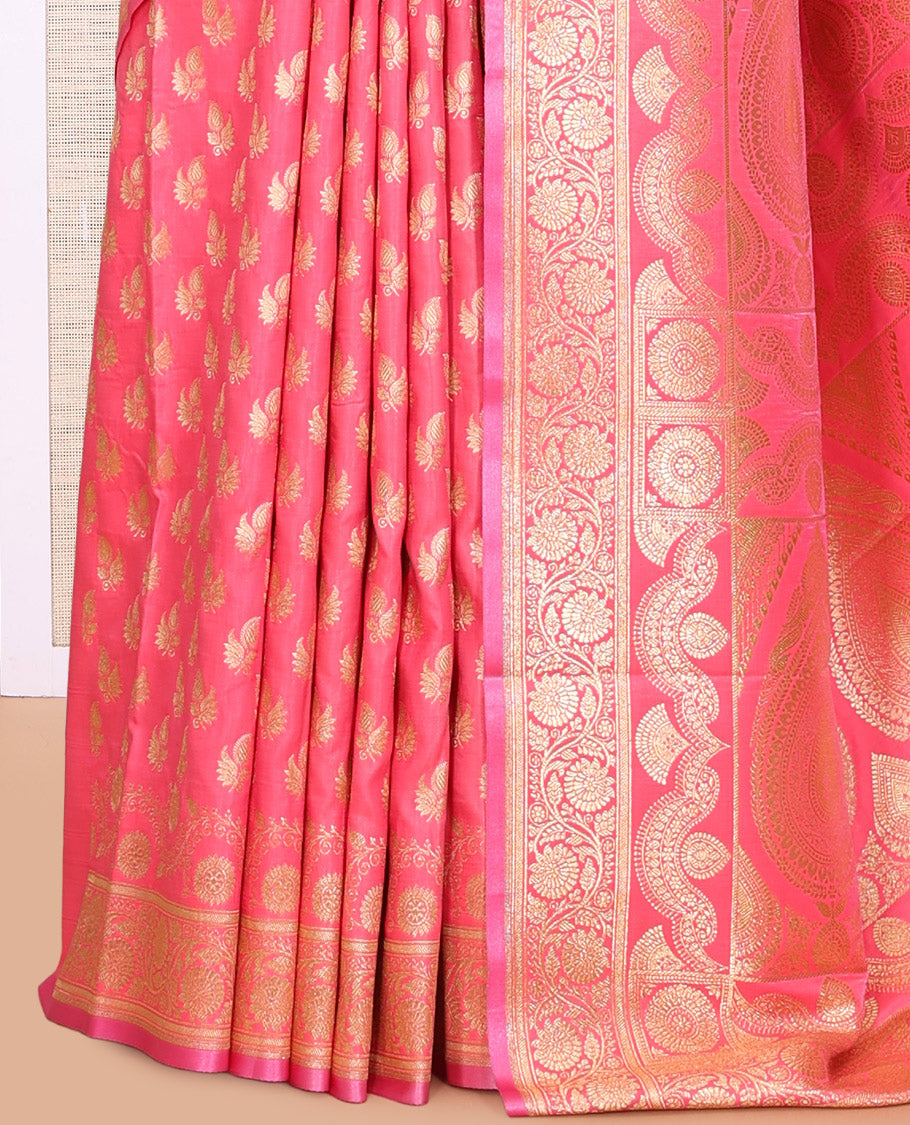 Pink Banaras Nylon Saree