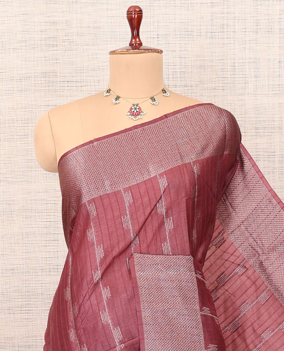 Light Maroon Tussar Silk Saree