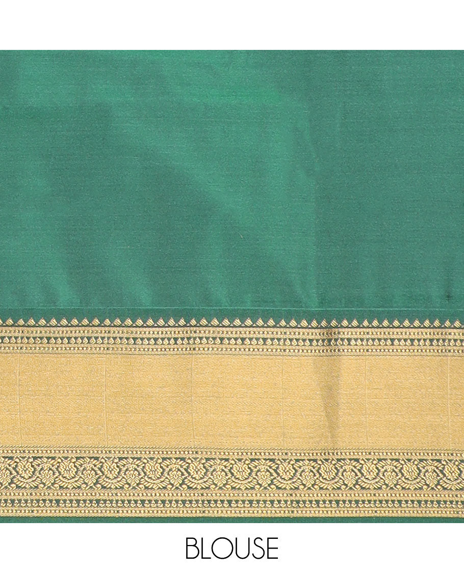 Mint green checked soft silk saree with contrast intricate zari design & argyle design pallu