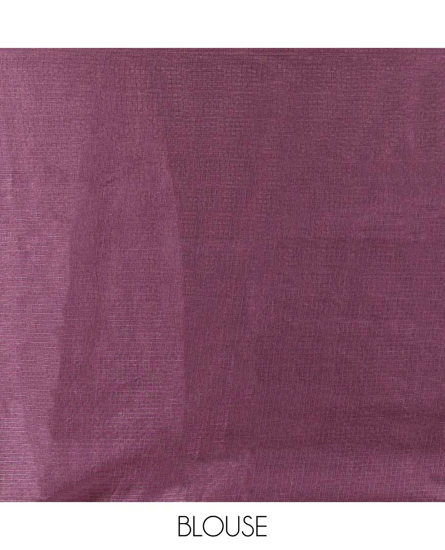 Wine allover lucknowi chikankari design kotta checks saree with running blouse