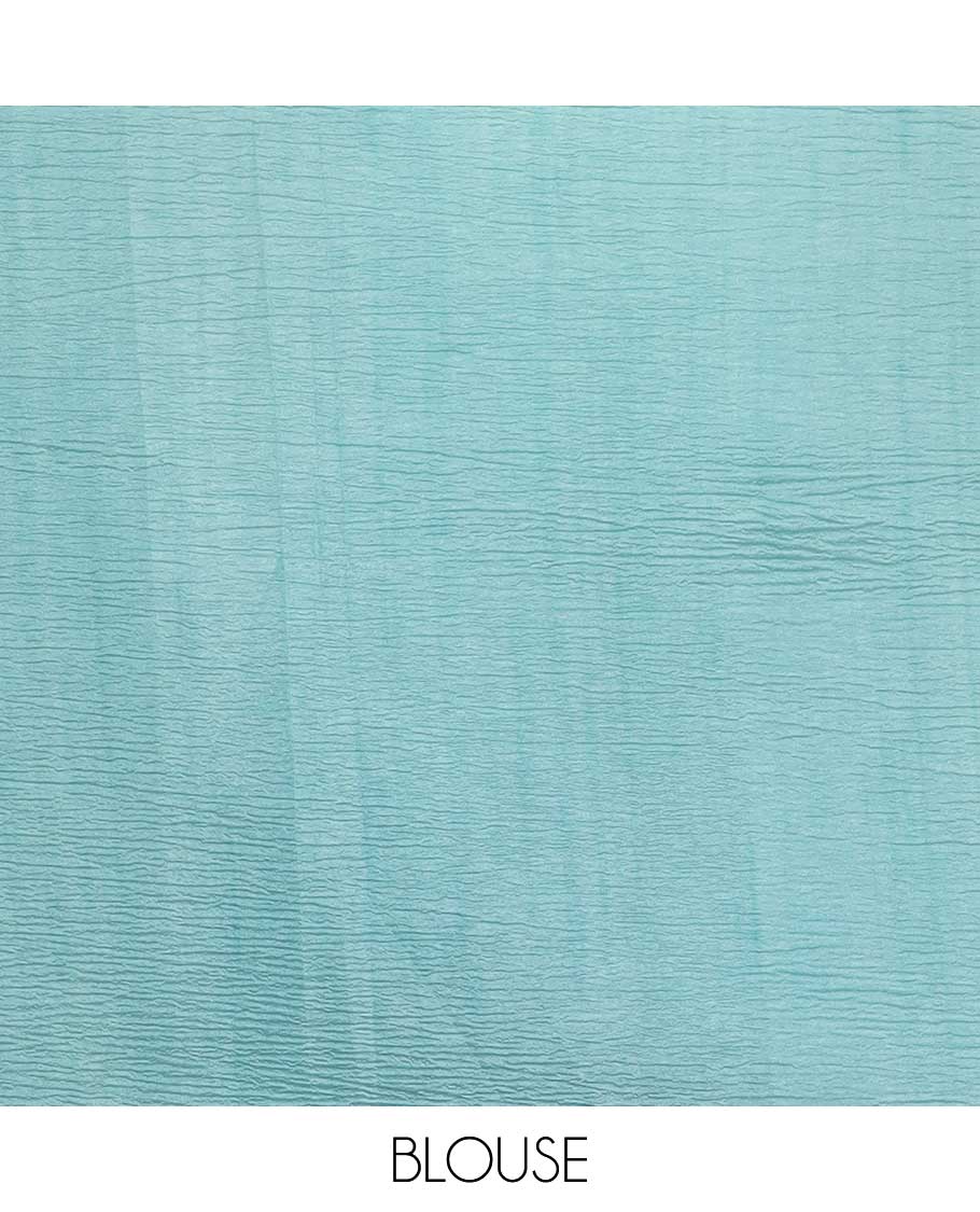 Sea blue floral design crush tissue saree with self border