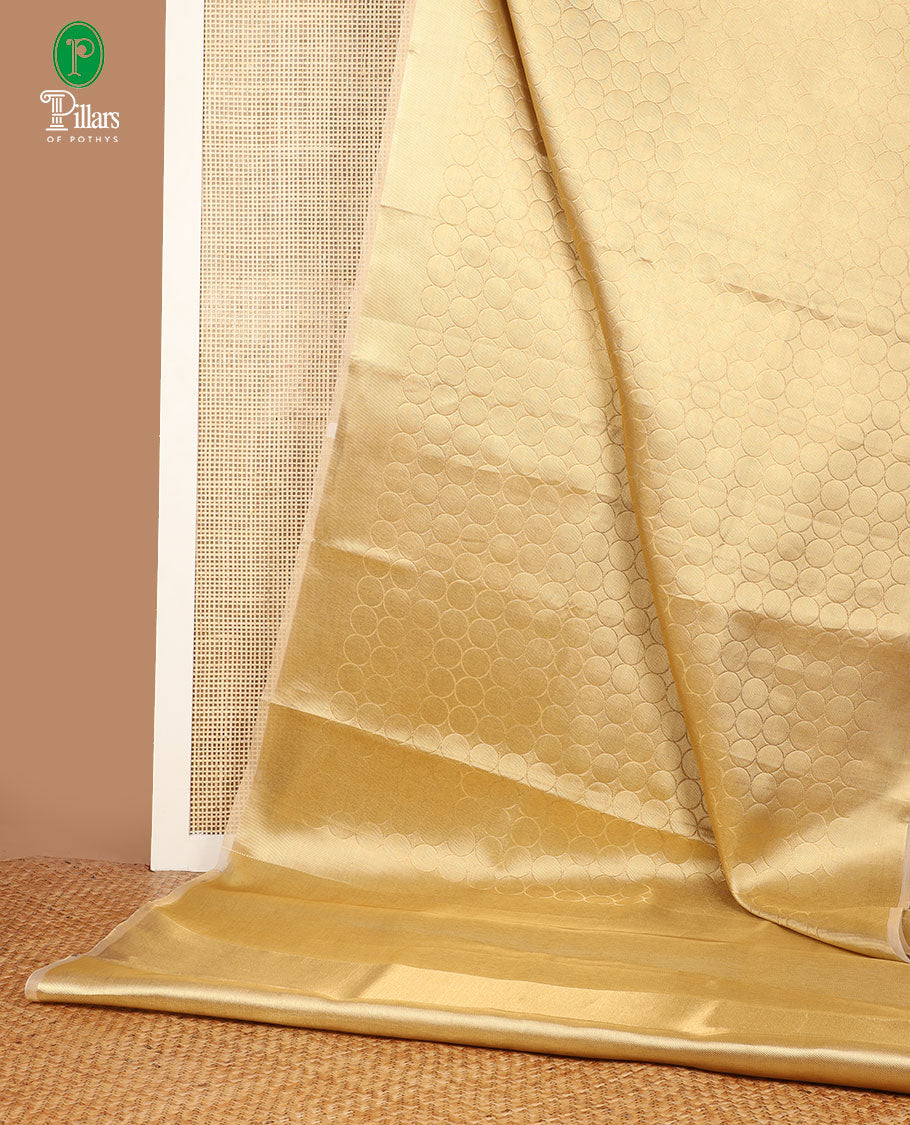 Gold zari tissue saree with self border & rich pallu along with plain blouse