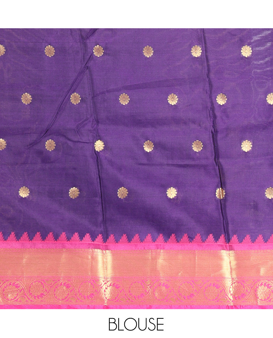 Dark Violet Semi-Katan Silk Saree