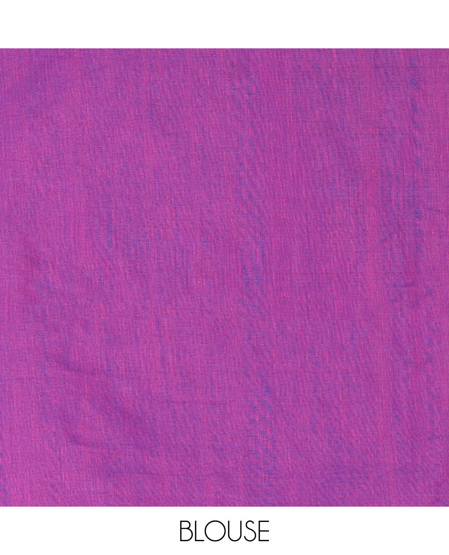Borderless Violet Mul Cotton Saree, Subtly Sparkled With Big Sequins Work On Its Body, a Self-Pallu and Paired with a Matching Blouse