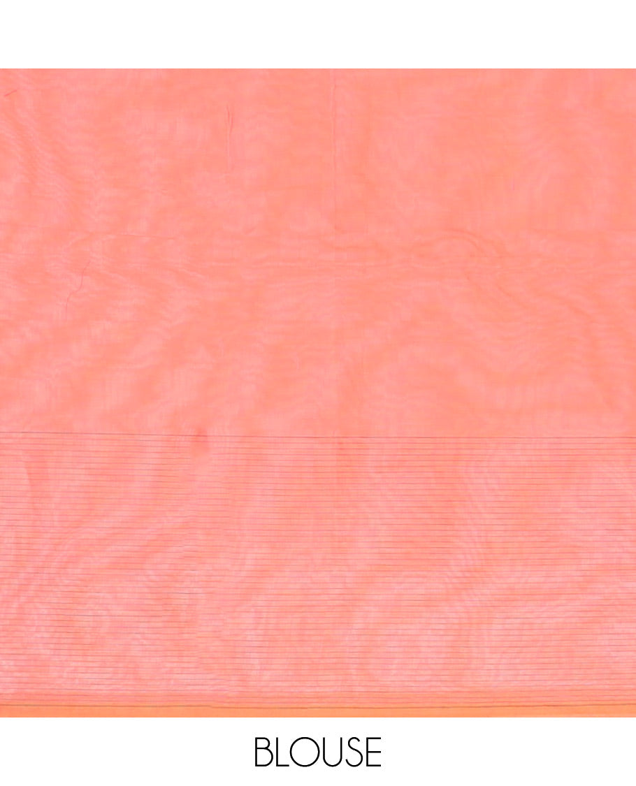 Pink buttas Coimbatore cotton saree, peacock & chakram motifs border & jaal pallu
