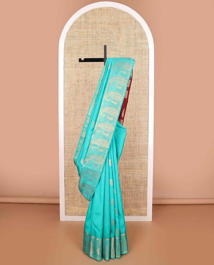 Light blue round buttas vasundhara elite silk saree with self intricate zari design border & floral design pallu