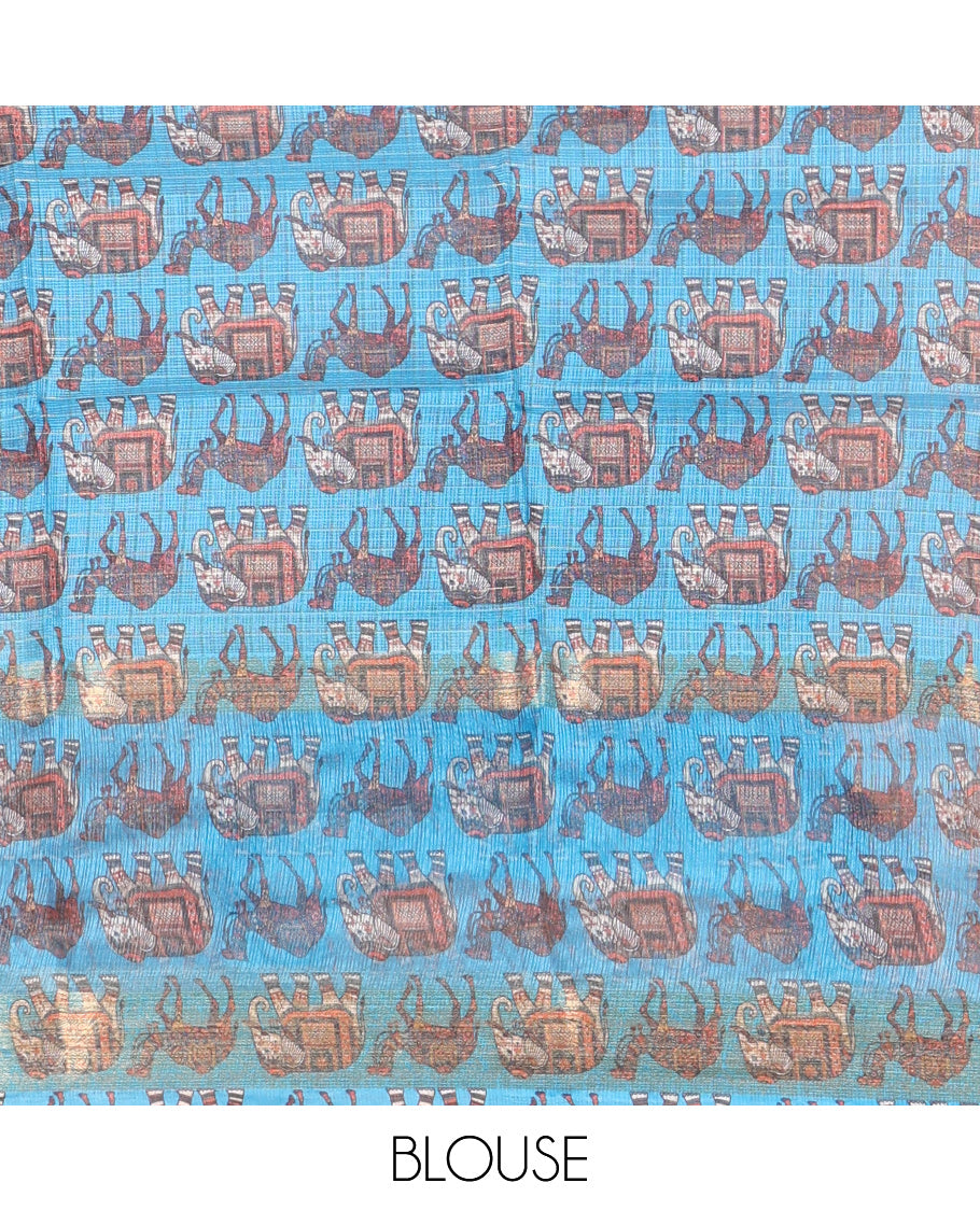 Navy Blue Kota Chex Saree