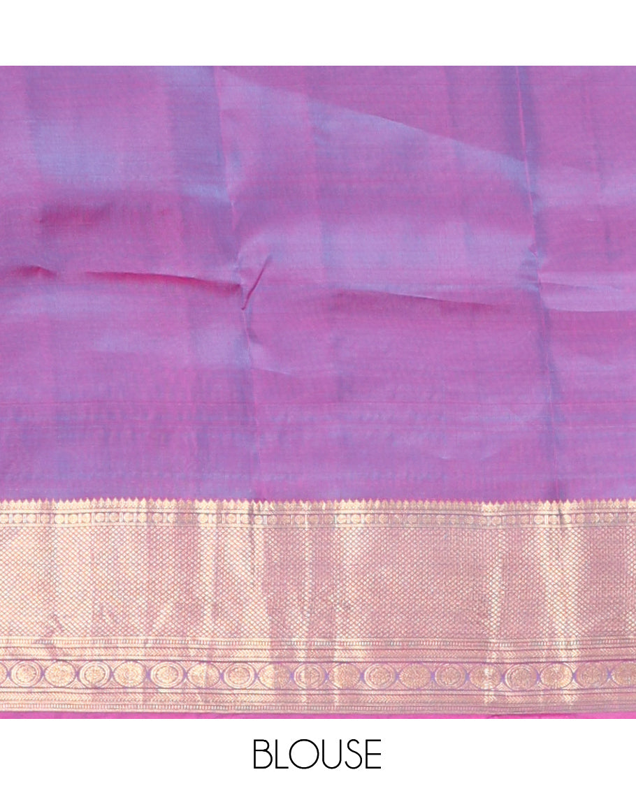 Blue Udal Pettu Vasundhara Lite Silkmix Saree, a Contrast Traditional Border, Jaal Pallu, Contrast Blouse