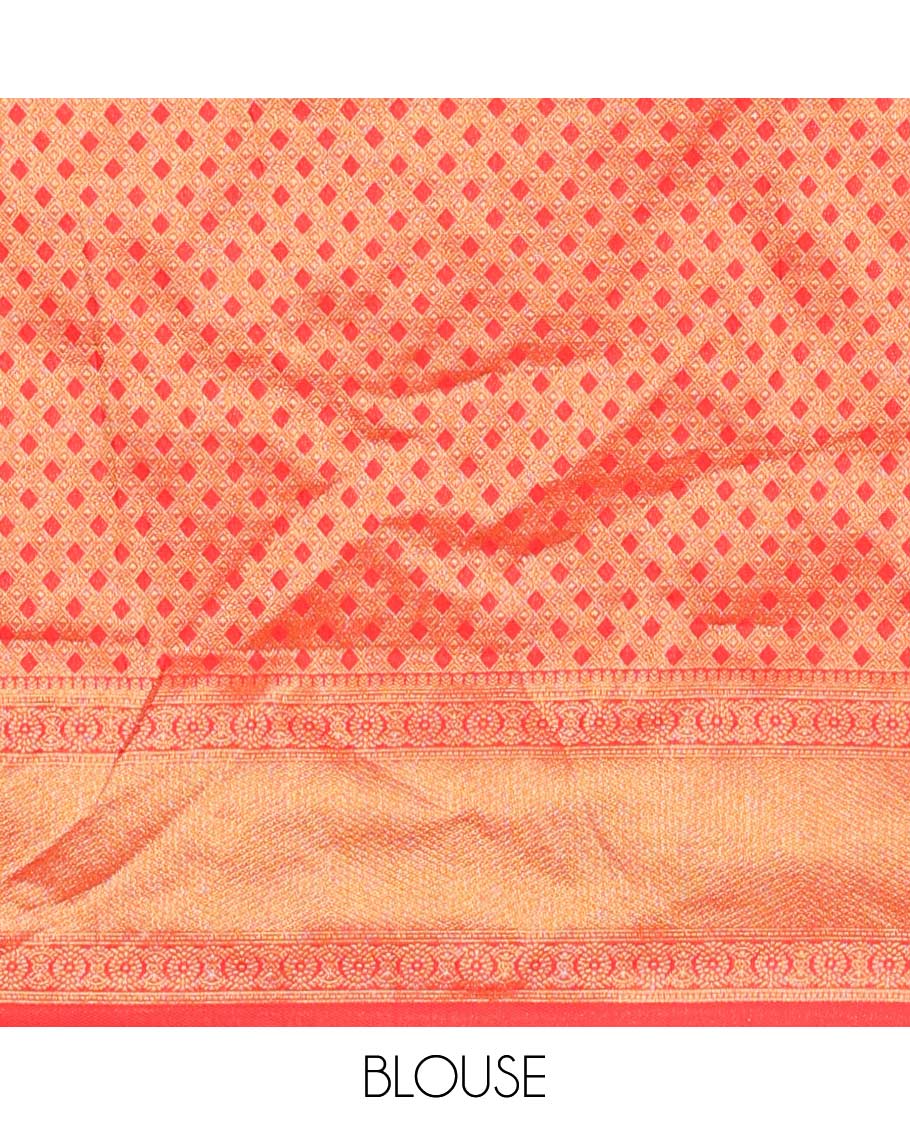 Grey floral printed art silk half saree, contrast traditional design border, jacquard blouse & intricate dhavani