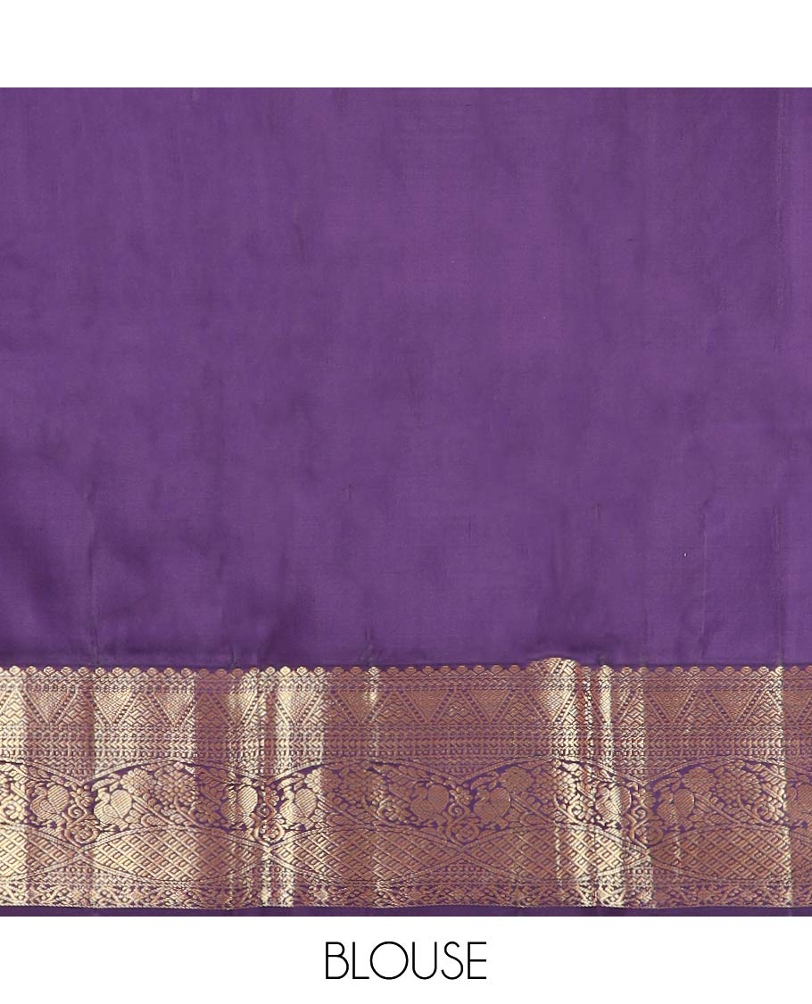 Light pink buttas silk saree with contrast intricate zari design border & floral design pallu