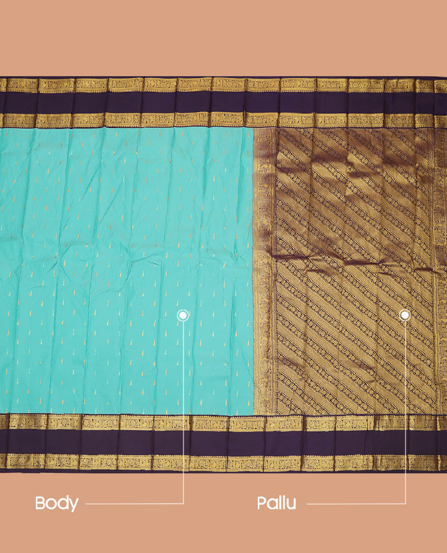Blue Temple Butta Budget Silk Saree
