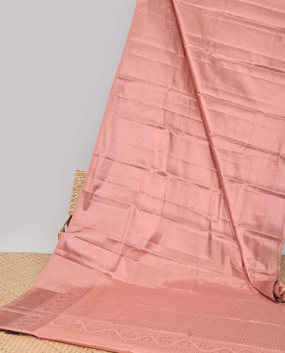 Orange tissue saree with self zari design border & intricate zari design pallu