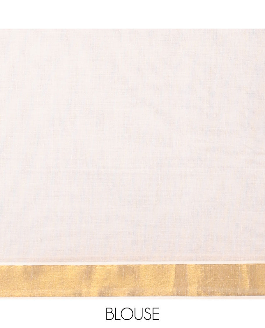 Cream kerala saree, zari border & pallu of zari designs