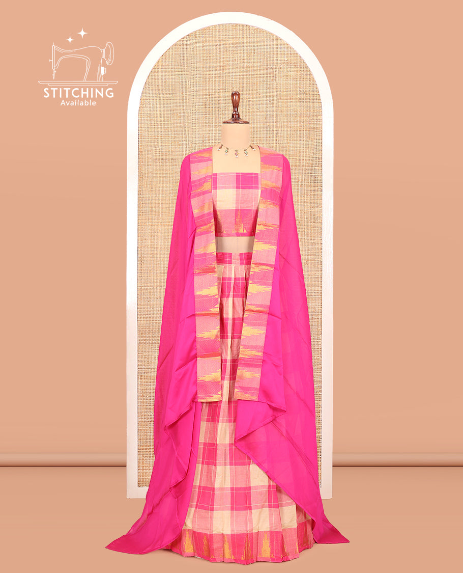 Chikku-Rani Pink Chettinad Cotton Half-Saree