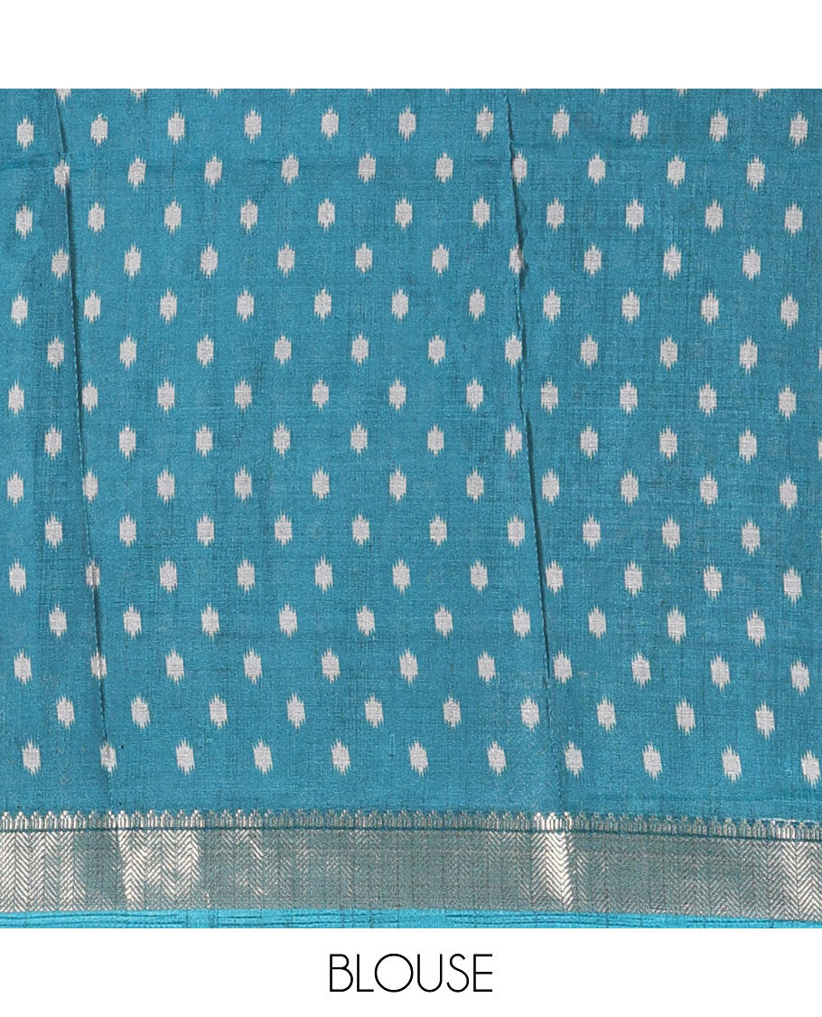 Navy blue patola elephant motifs printed Dola silk saree, contrast zari border, and pallu of animal patola motifs print, and a contrast butta printed blouse