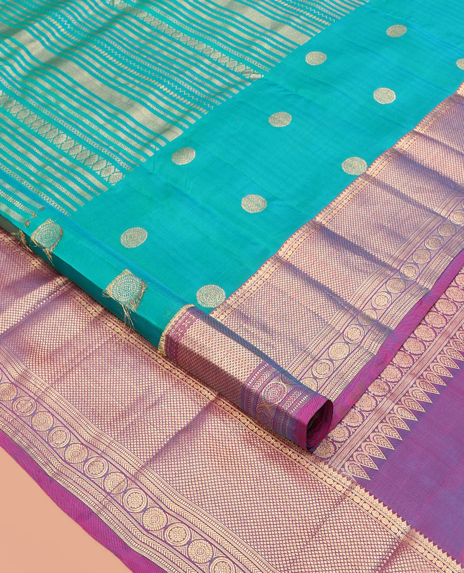 Blue Udal Pettu Vasundhara Lite Silkmix Saree, a Contrast Traditional Border, Jaal Pallu, Contrast Blouse