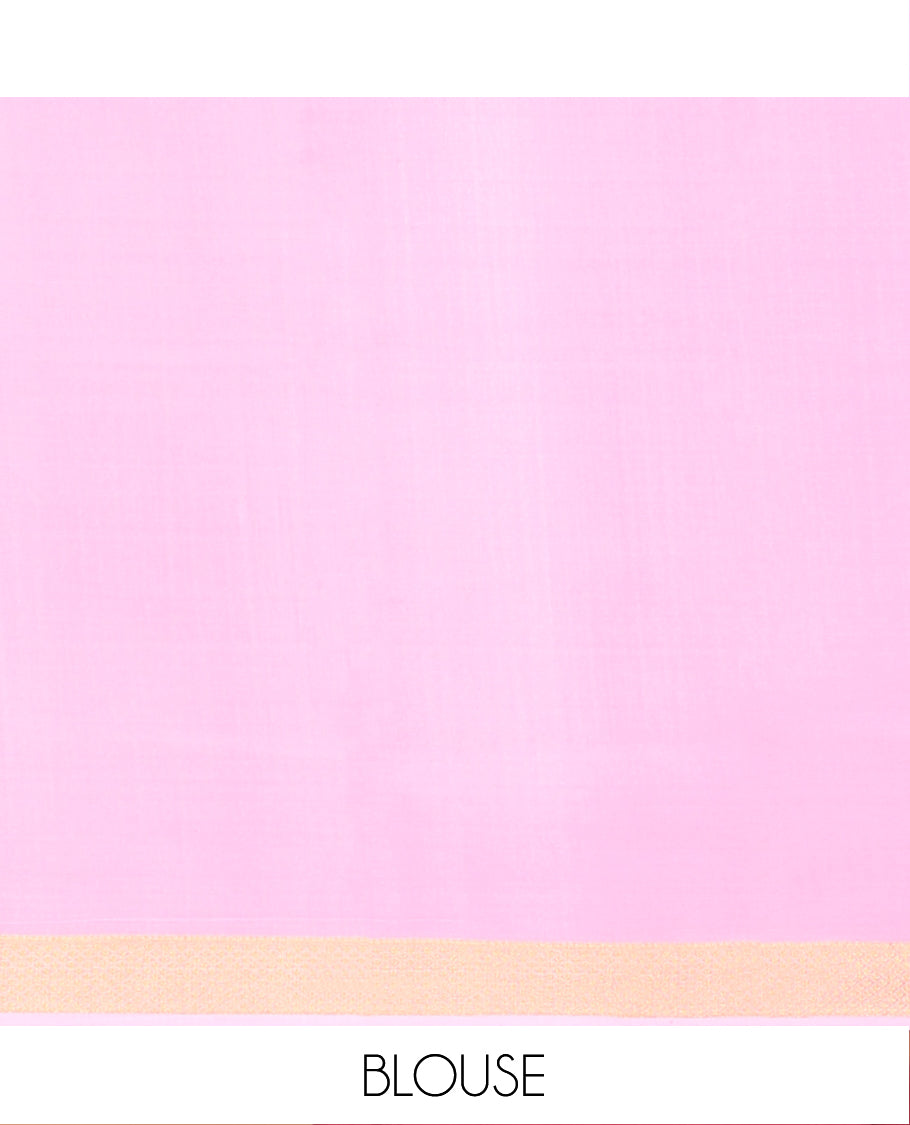 Red Mysore Silk Saree, Mesmerized with Zari Checked Design On Its Body, Complemented by Captivating Contrast Border of Traditional Zari Designs, Subtly Striped Pallu and Paired with a Contrast Blouse