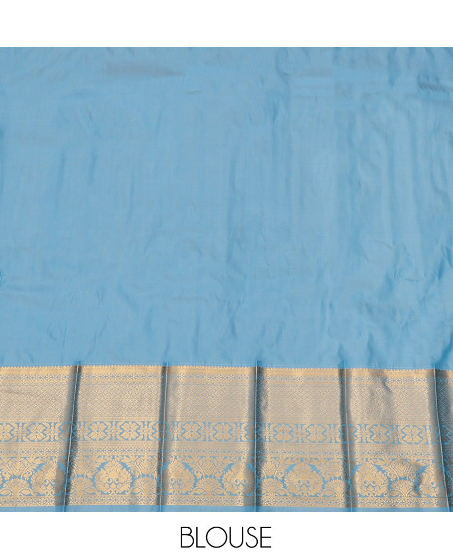 Red Budget Silk Saree, Spotlighted with Jacquard Design, Complemented by Contrast Traditional Zari Border, a Grand Pallu and a Contrast Blouse