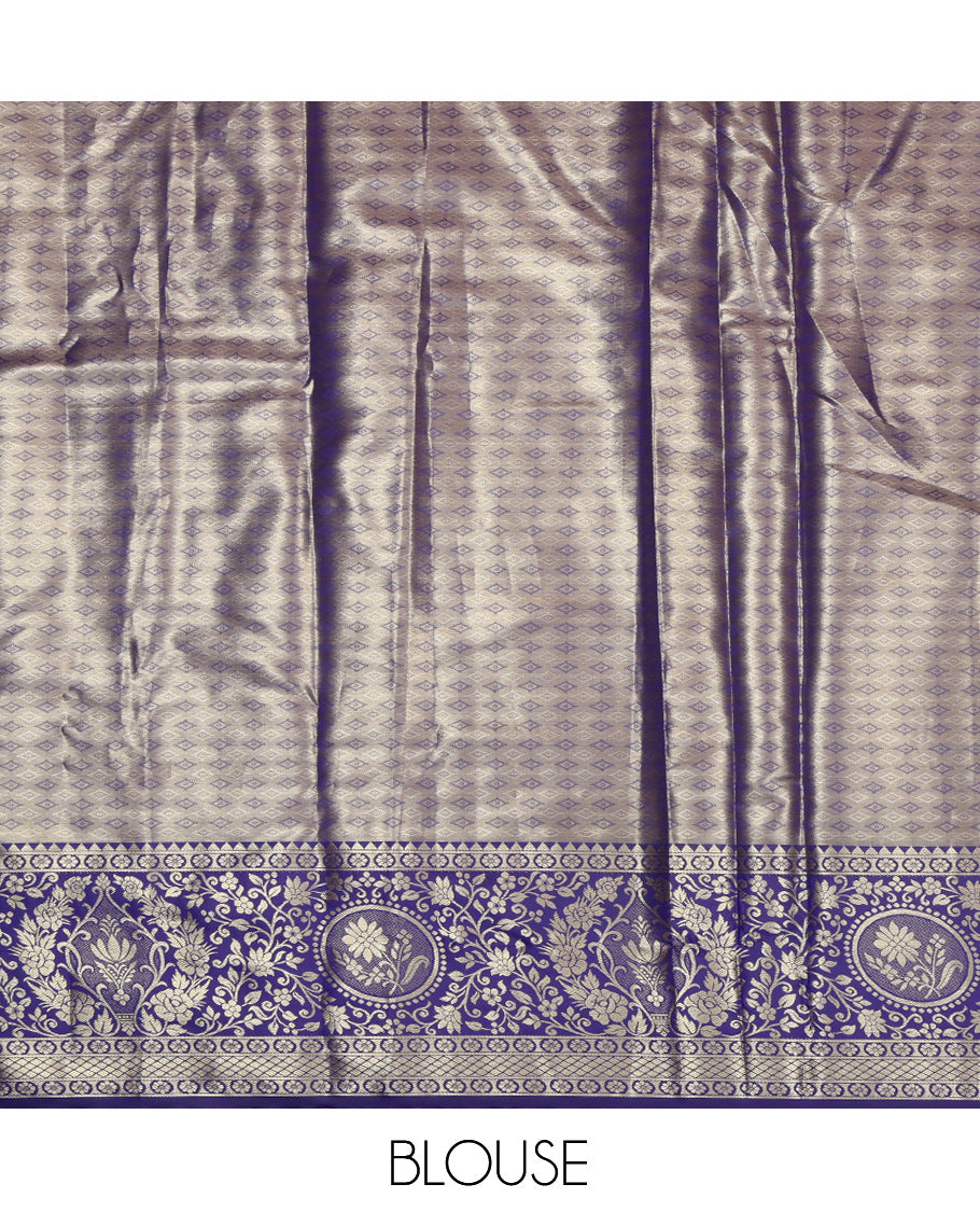 Blue Art Silk Pavadai Material Set