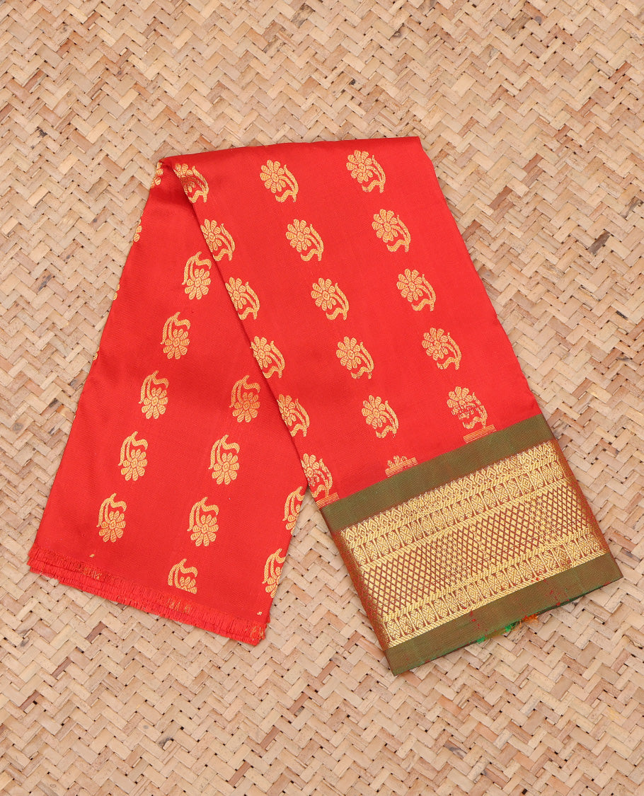 Red Pure Silk Navarathna Pavadai Material Set