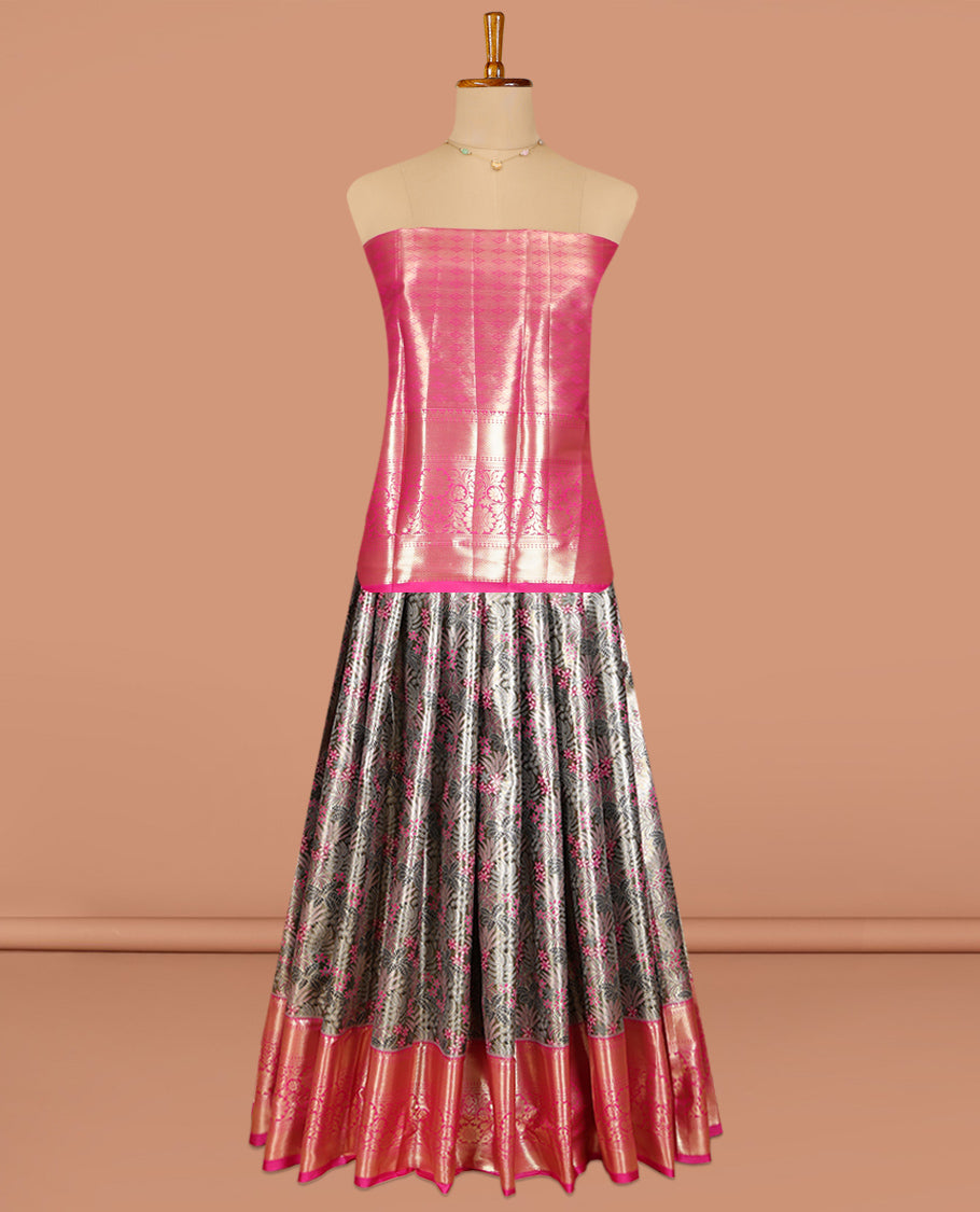 Brown Art Silk Pavadai Material Set