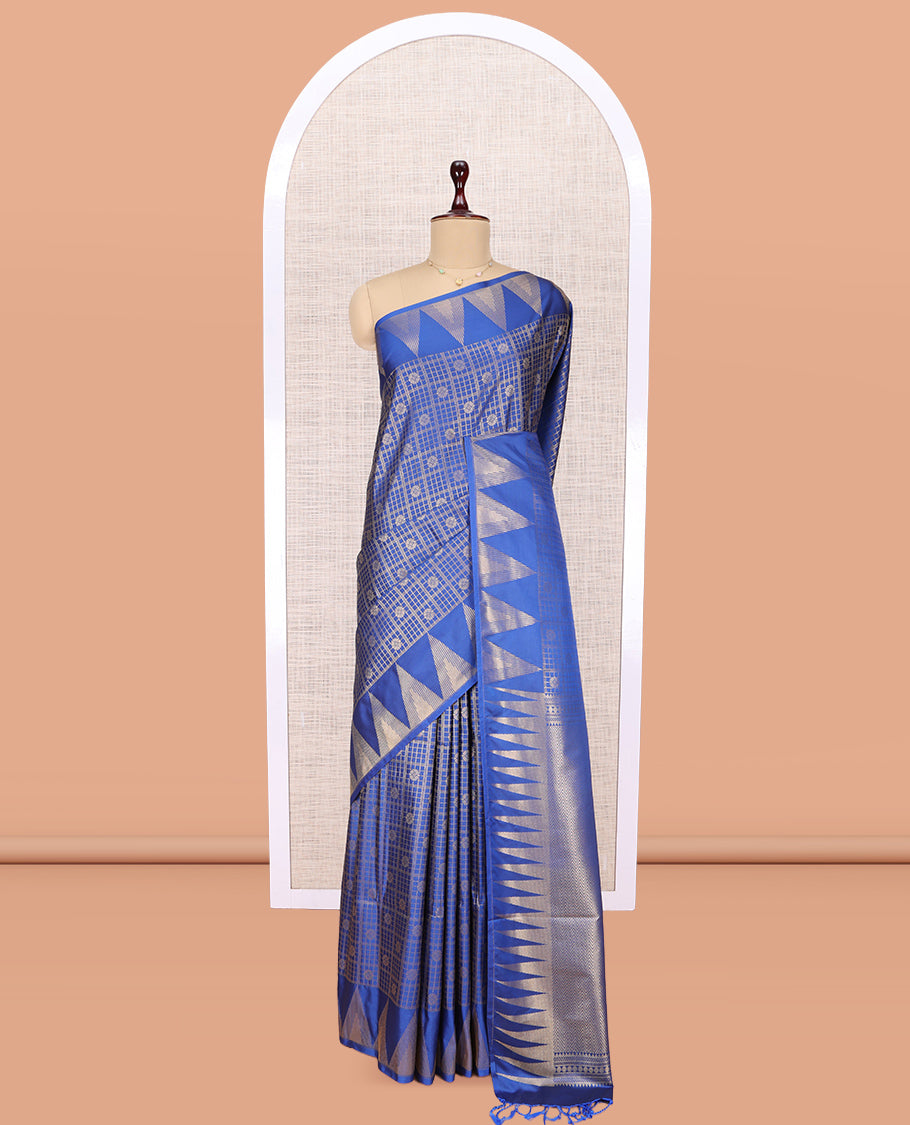 Blue Chevron Stripe Budget Silk Saree