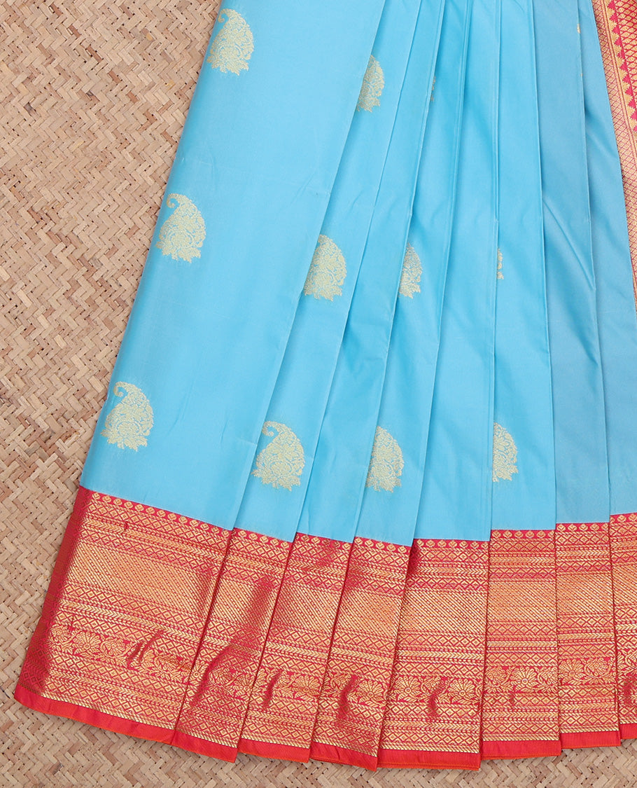 Blue Paisley Buttas Budget Silk Saree