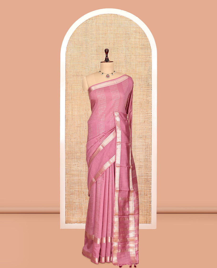 Rosewood Pink Assam Silk Saree