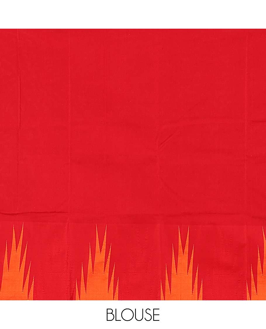 Green plain Bangalore silk saree, contrast temple border, and pallu of temple designs