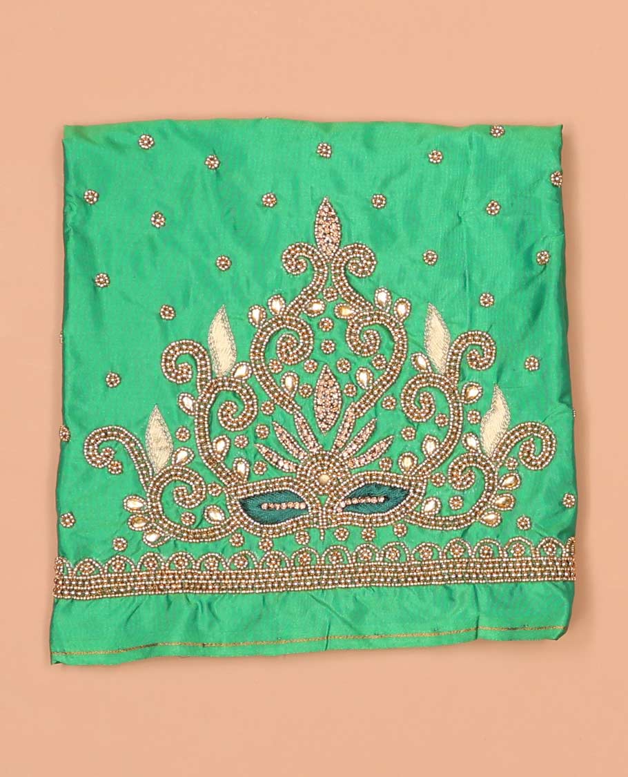 Green peacock aari embroidered material blouse