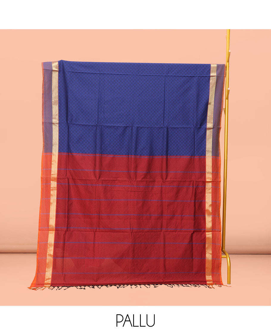 Blue Poly Cotton Saree