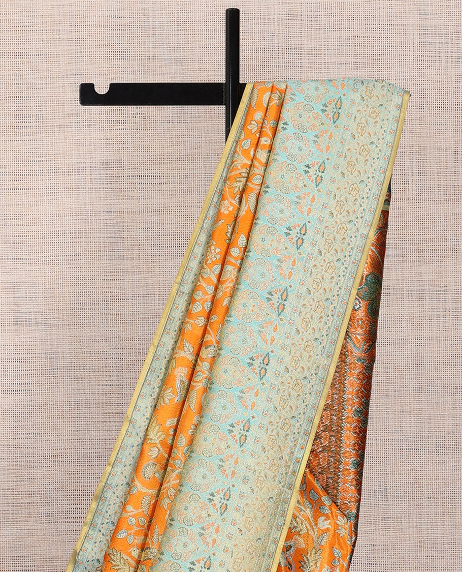 Orange Kanchipuram Tissue Silk Saree