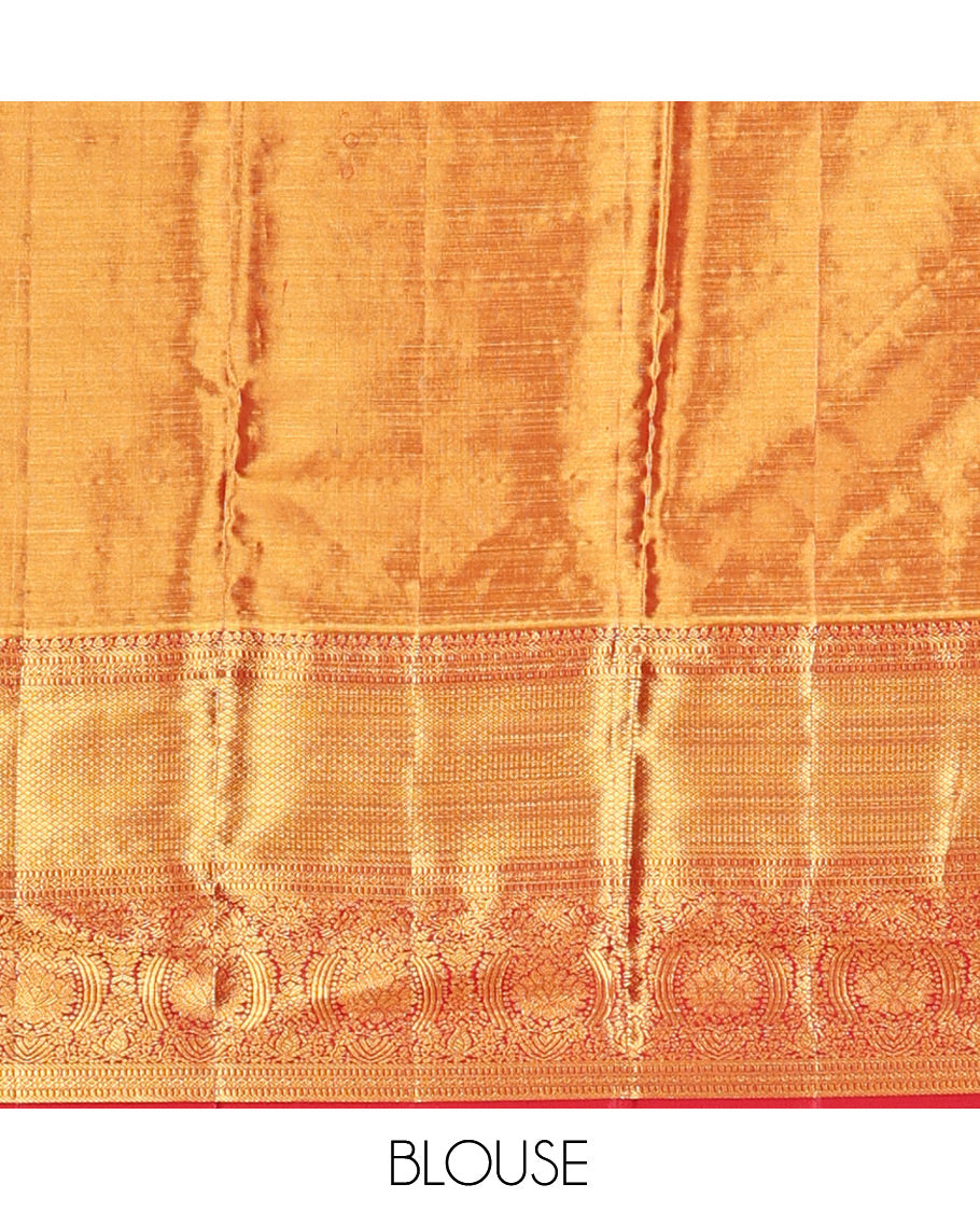 Orange Kanchipuram Tissue Silk Saree