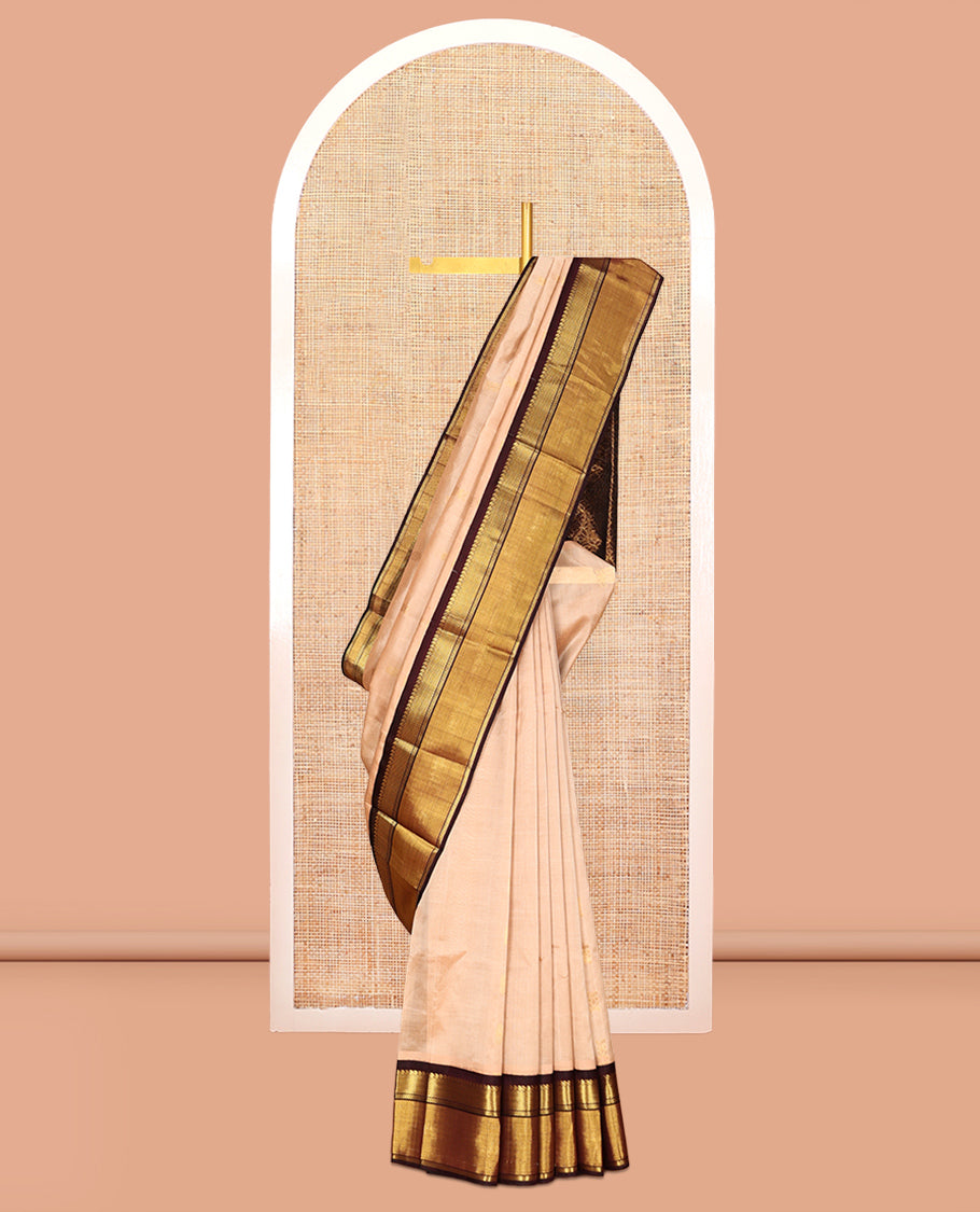 Sandal Zari Border Kuppadam Silk Saree